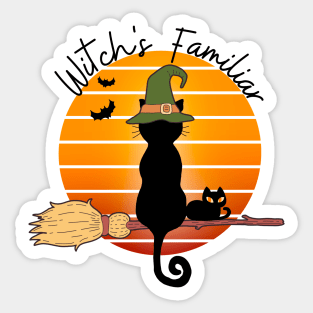 Witchy Black Cat Familiar Sticker